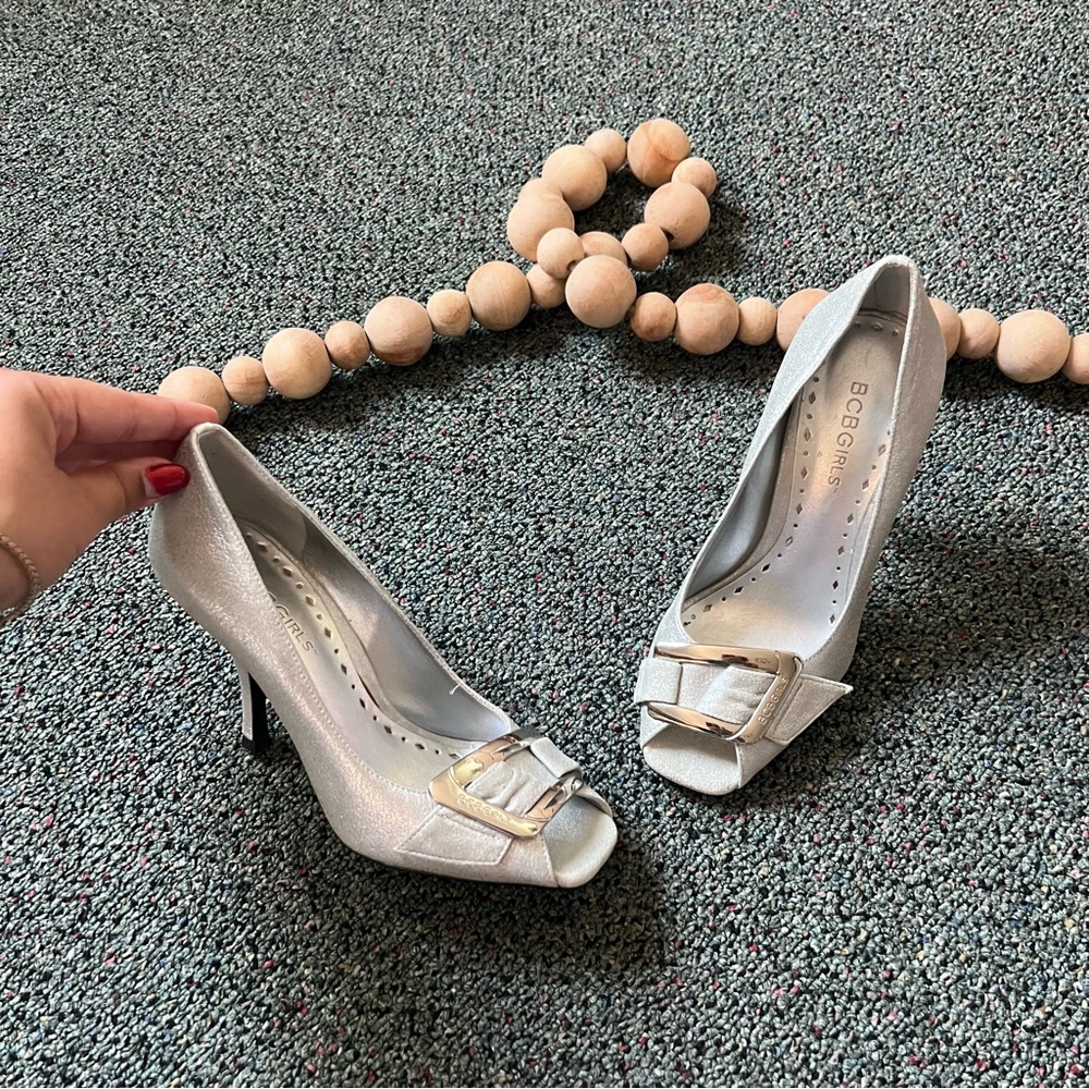 BCBG Silver Heels